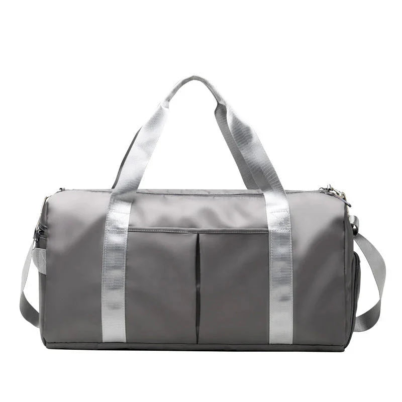 MotionMade waterproof fitness duffel bag in gray – versatile gym weekender for men and women