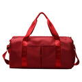 MotionMade waterproof fitness travel duffel bag in red – versatile gym weekender for men and women