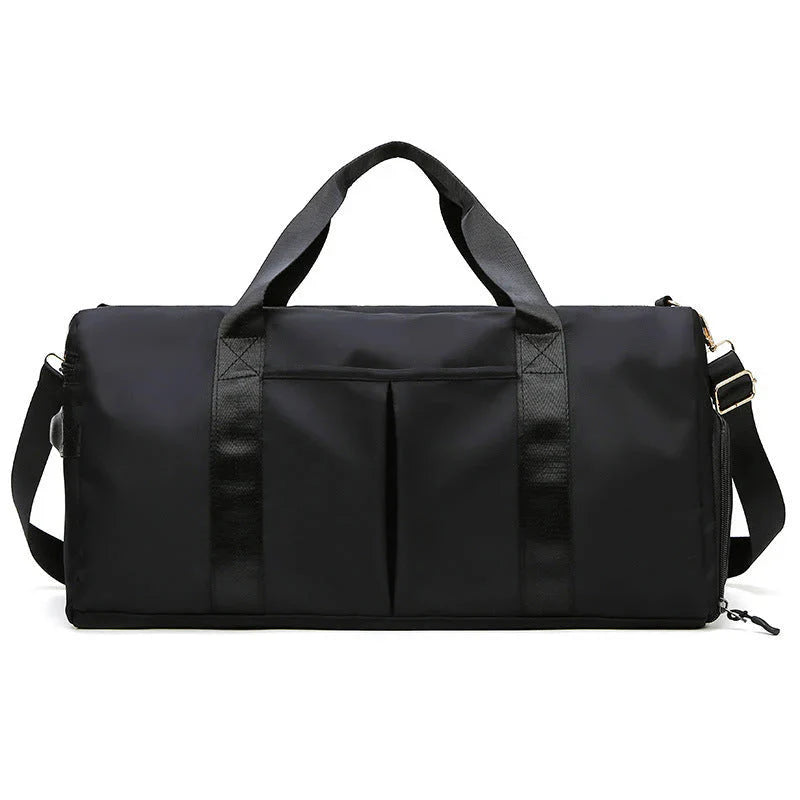 MotionMade waterproof fitness duffel bag in black – versatile gym weekender for men and women