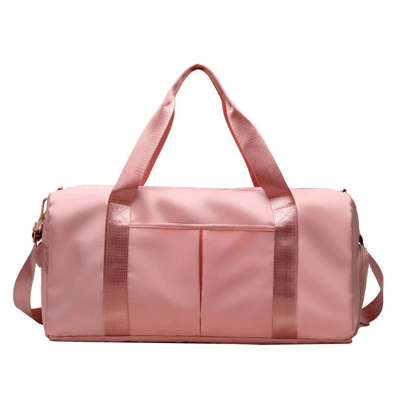 MotionMade waterproof fitness travel duffel bag in pink – versatile gym weekender for men and women
