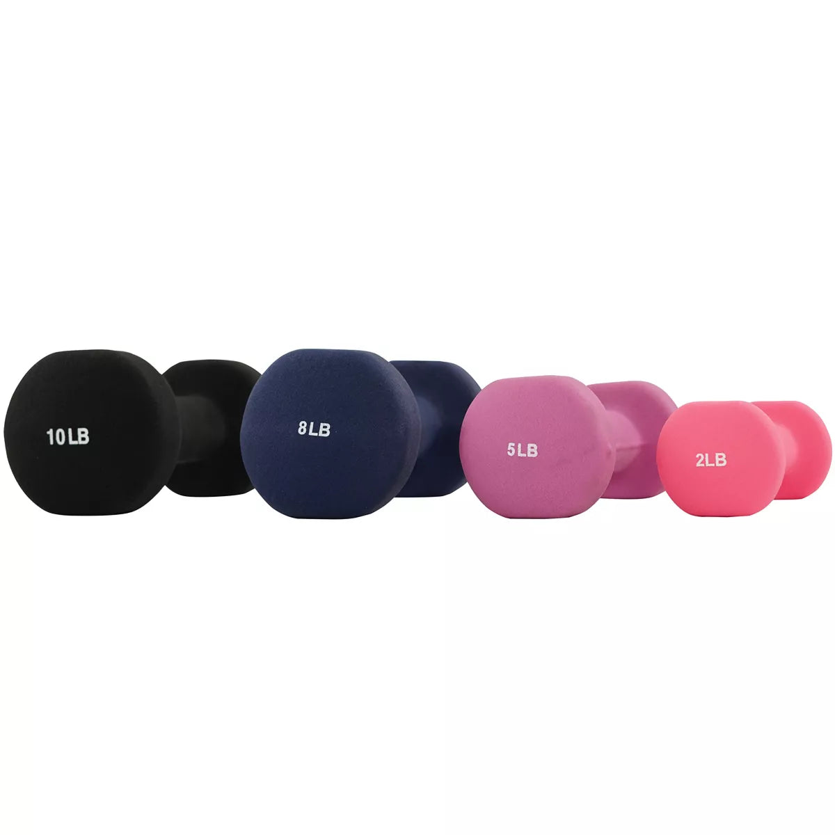 MotionMade neoprene dumbbell set – versatile 2, 5 & 10 lbs weights for home gym and fitness