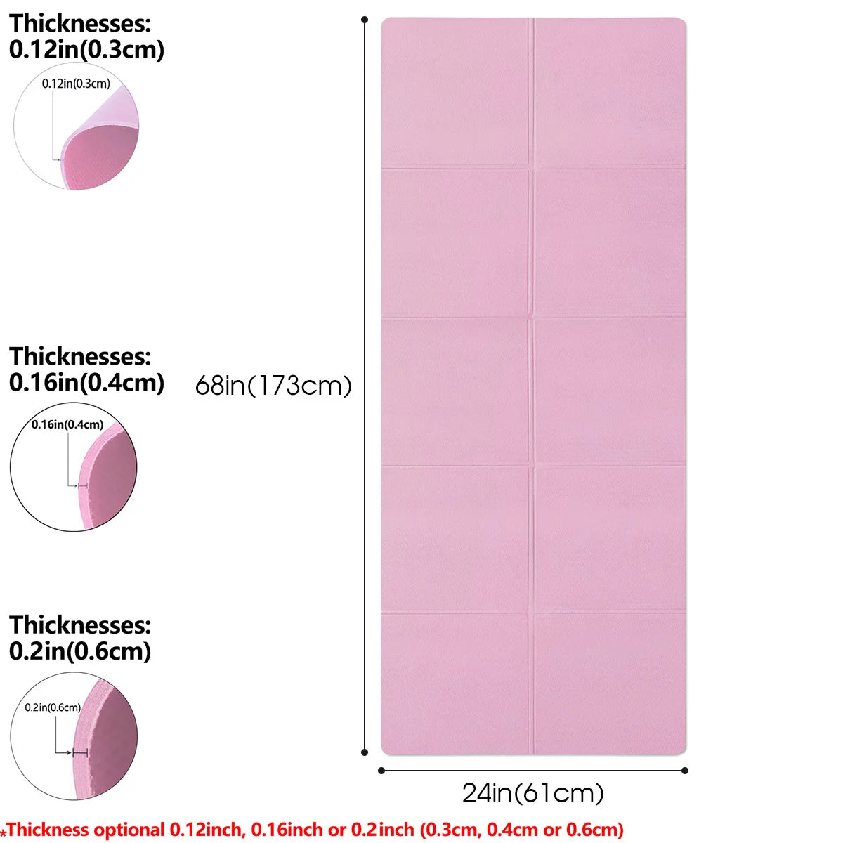 Training mat thickness and dimensions