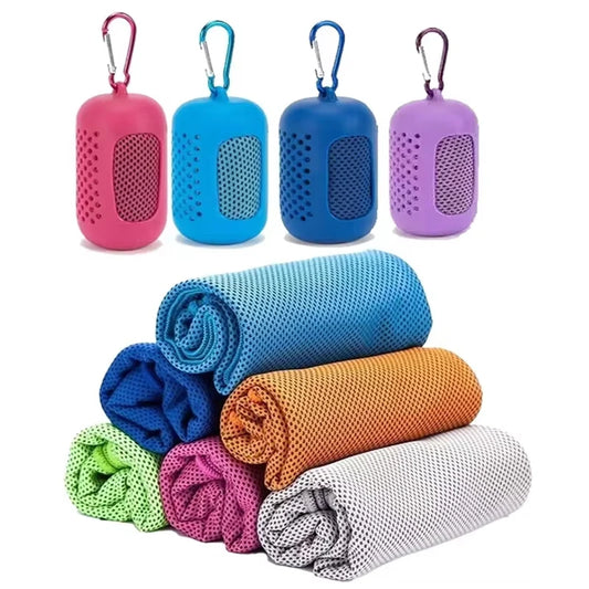 MotionMade cooling sports towels rolled, multiple colours with carry pouches