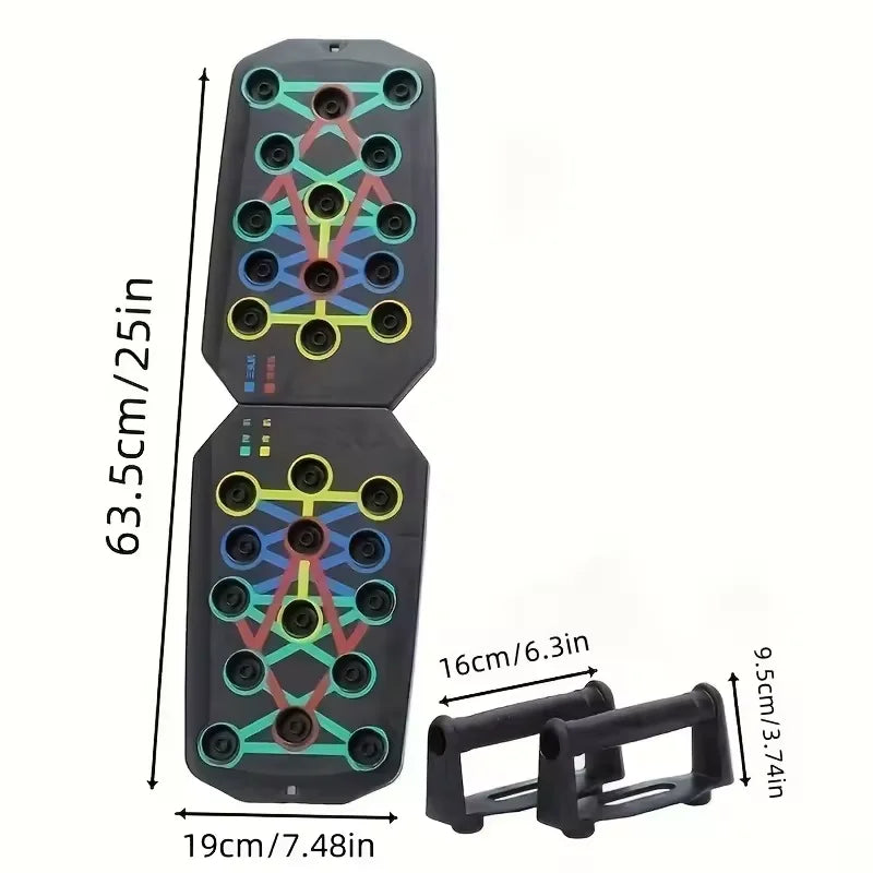 Push-up board folded, showing size