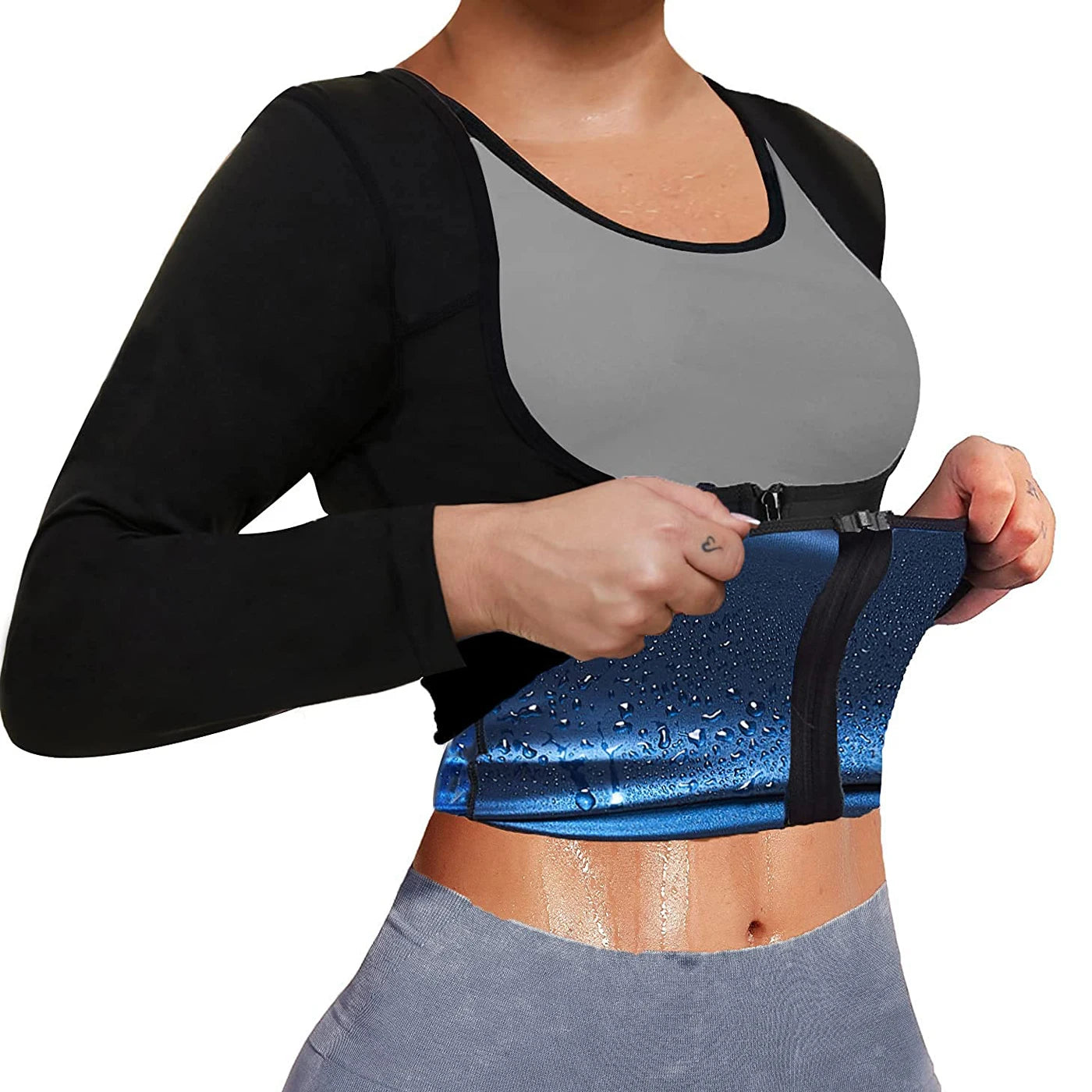 MotionMade women's sauna suit top worn during training